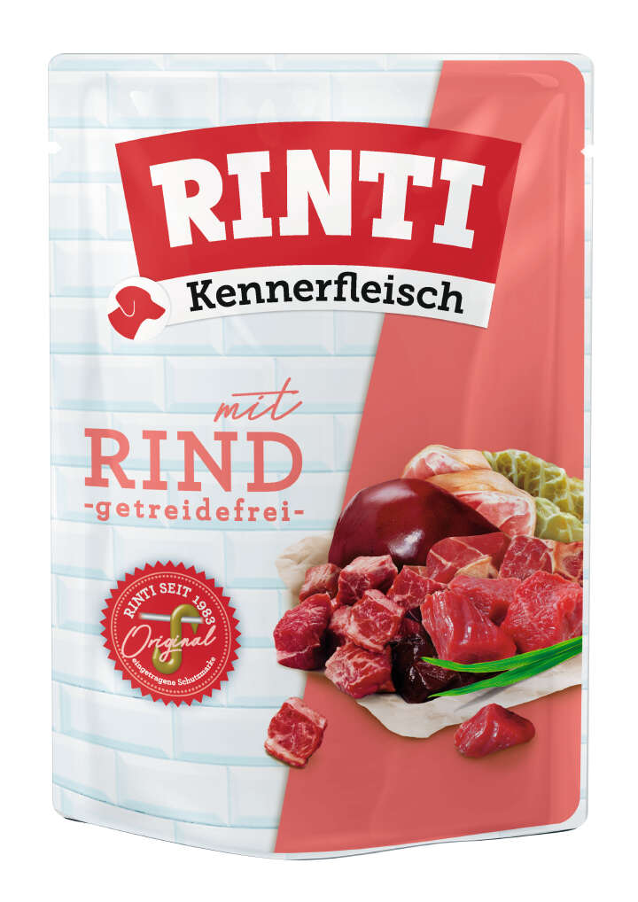 RINTI Hunde-Nassfutter Kennerfleisch Pouch Rind